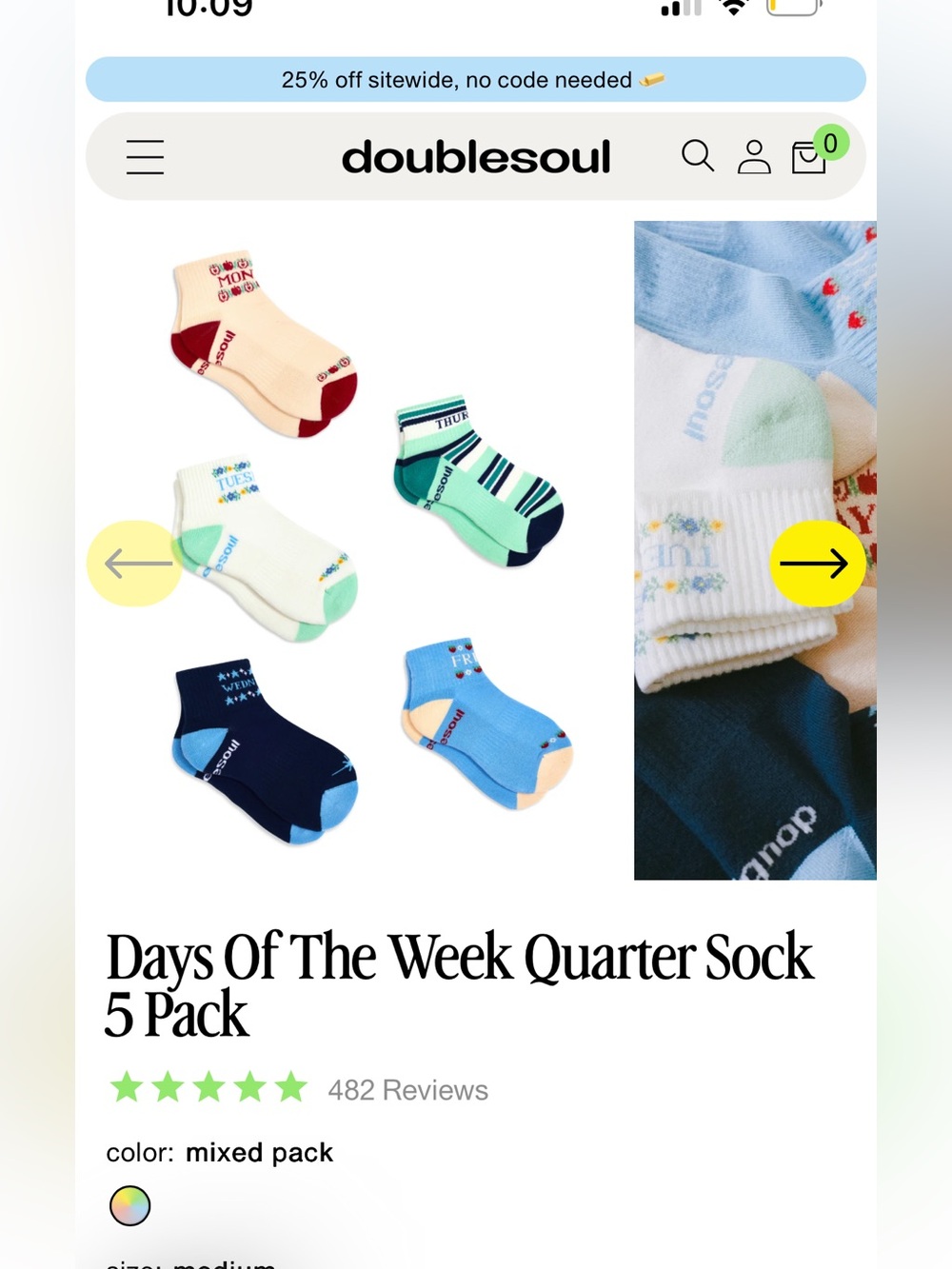Days Of The Week Quarter Sock 5-Pack - Mixed Colors Doublesoul